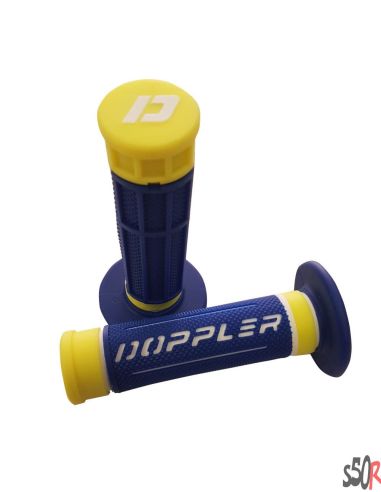 Poignée Duppler bleu-jaune - Scoot 50 Racing