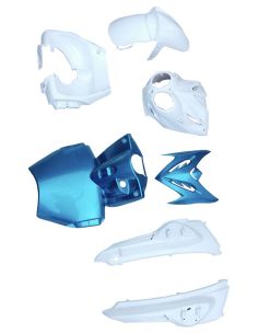 Kit carénage MBK Stunt Yamaha slider - Bicolor blanc et bleu - Scoot 50 racing