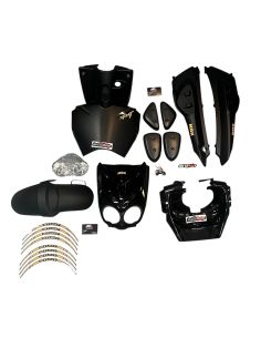 Kit carénage complet + optique  mbk Stunt Yamaha slider - noir mat/ noir brillant scoot 50 racing