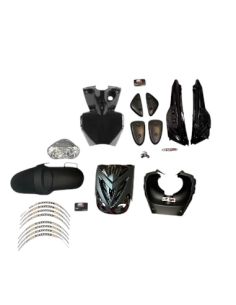 Kit carénage complet + optique  mbk Stunt Yamaha slider - noir brillant/ noir mat scoot 50 racing