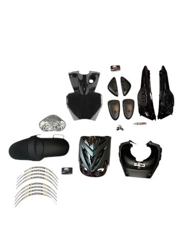 Kit carénage complet + optique  mbk Stunt Yamaha slider - noir brillant/ noir mat scoot 50 racing