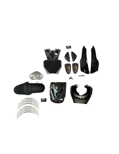 Kit carénage complet + optique  mbk Stunt Yamaha slider - noir brillant/ noir mat scoot 50 racing