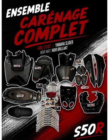 Ensemble carénage complet mbk Stunt Yamaha slider - noir mat/ noir brillant scoot 50 racing