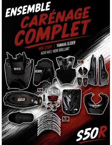 Ensemble carénage complet mbk Stunt Yamaha slider - noir mat/ noir brillant scoot 50 racing