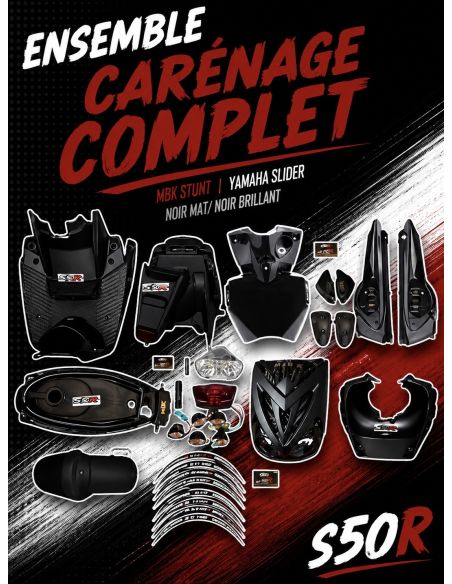 Ensemble carénage complet mbk Stunt Yamaha slider - noir mat/ noir brillant scoot 50 racing