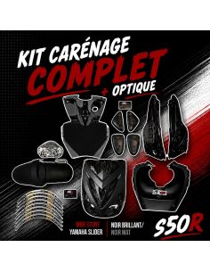 Kit carénage complet + optique  mbk Stunt Yamaha slider - noir brillant/ noir mat scoot 50 racing