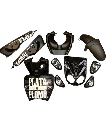 Ensemble carénage mbk stunt yamaha slider noir mat + kit déco n°1 - Scoot50racing
