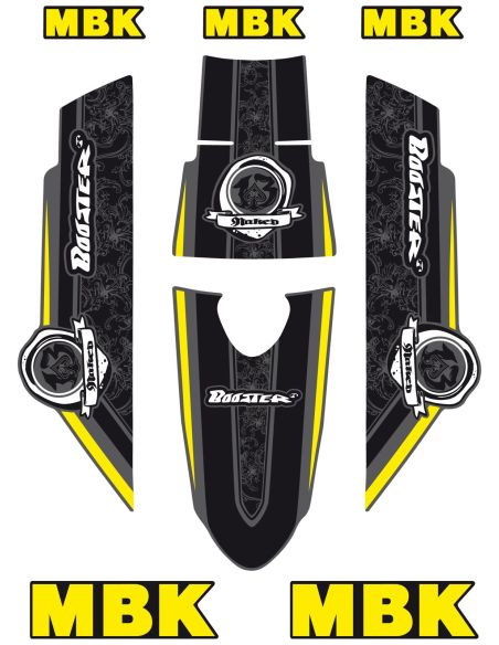 Kit déco MBK Booster naked type origine jaune - Scoot 50 Racing