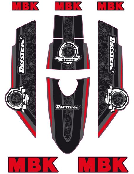 Kit déco MBK Booster naked type origine rouge - Scoot 50 Racing