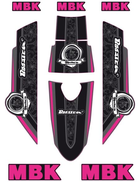 Kit déco MBK Booster naked type origine rose - Scoot 50 Racing