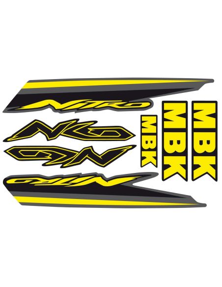Kit déco nitro type origine n°1 jaune / fond noir - Scoot50racing