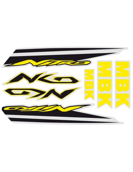 Kit déco nitro type origine n°2 jaune / fond gris - Scoot50racing