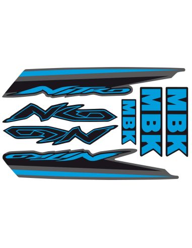 Kit déco nitro type origine n°5 bleu clair / fond noir - Scoot50racing